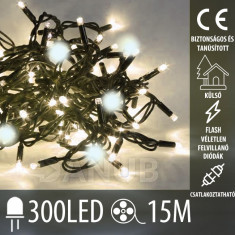 Karácsonyi kültéri led fényfüzér FLASH – csatlakoztatható - 300led – 15m – meleg fehér  / hideg fehér