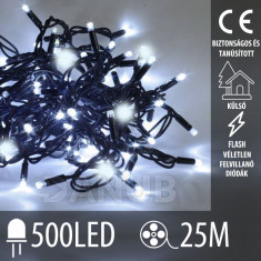 Karácsonyi kültéri led fényfüzér FLASH - 500led – 25m – hideg fehér  / hideg fehér