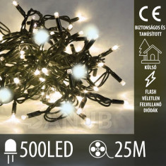 Karácsonyi kültéri led fényfüzér FLASH - 500led – 25m – meleg fehér  / hideg fehér