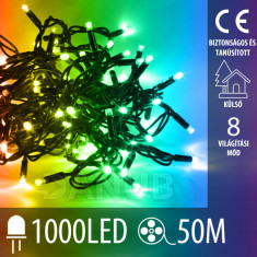 Karácsonyi kültéri led fényfüzér - programozható - 1000led - 50m multicolour