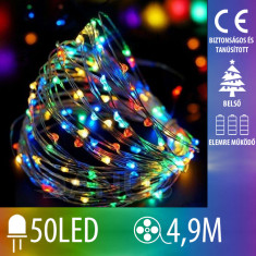 Karácsonyi LED világító mikrolánc elemekre - 50LED - 4,9M Multicolour