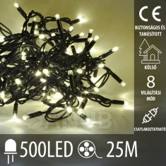 Karácsonyi led fénylánc kültéri - csatlakoztatáshoz + programozó - 500led - 25m multicolour