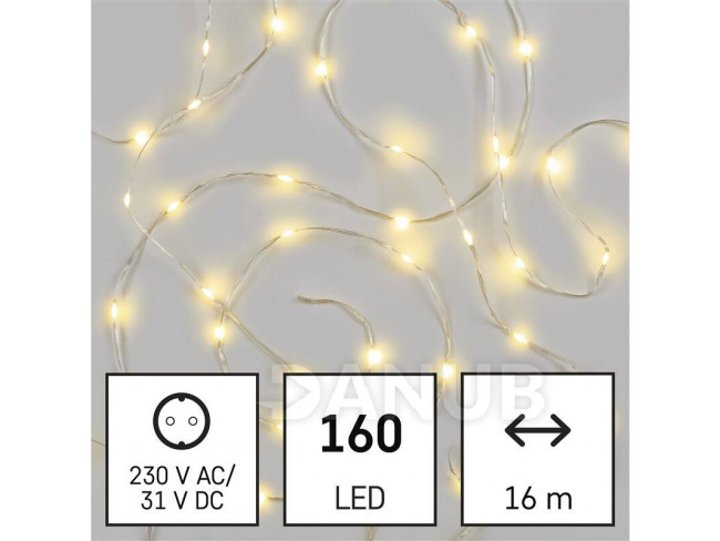 LED karácsonyi lánc csepp, 16 m, kültéri és beltéri, meleg fehér, időzítő