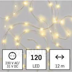 LED karácsonyi lánc csepp, 12 m, kültéri és beltéri, meleg fehér, időzítő